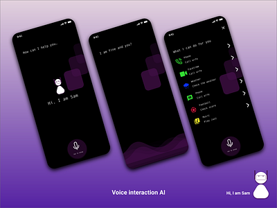 Voice interaction AI app dark darkui design ui ux