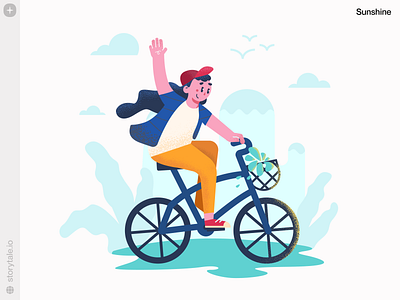 Sunshine Illustrations ☀️ bicycle colorful design flat grain illustration mood new noisy product storytale summer sunshine textures ui vector web