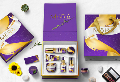 MeRA Premium Cosmetics botanical cosmetic floral makeup package packaging packaging design premium purple set