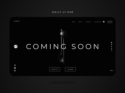 coming soon dark minimal web UI deisgn Daily UI day 48 dailyui dailyuichallenge dark minimal dark ui minimal design minimal web minimal web design minimal website minimal website design web design website design