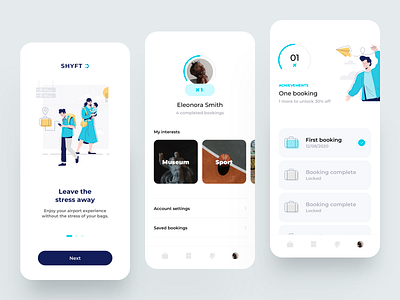 Travel Bags App app dashboard design dribbble flat gamification illustration illustrations ios minimal onboarding profile travel travel app ui ux walkthrough