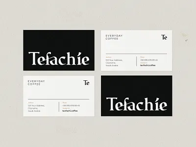 Tefachie black brand brand identity brand identity cafe branding business card design graphic identity logo stationery
