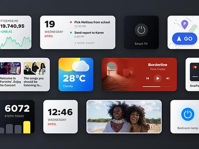 Smart widgets 2 app card cards cards ui customization dark minimal mobile modern product smart ui widget widgets