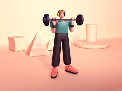 Fitness boy c4d character illustration