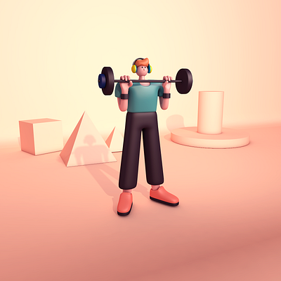 Fitness boy c4d character illustration