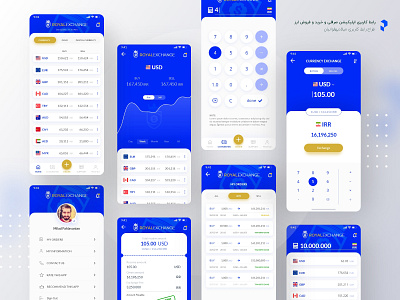 Currency Exchange UI design App app app design currency currency exchange exchange exchange rate ui ui design uidesign ارز دیجیتال اپلیکیشن رابط کاربری صرافی طراحی رابط کاربری