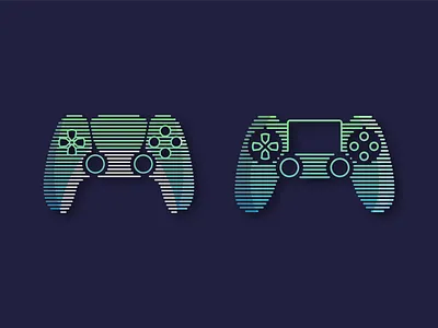 The Evolution Of The Playstation Controller clean cyberpunk illustration line art minimal minimalist playstation playstation controller ps4 ps5 retro aesthetic retrowave simplistic synthwave vectorart vectorillustration