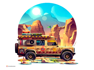 Sahara Defender car dakkar defender desert discovery dribbble gradients illustration instagram landscape logo nature oldies photoshop race rangerover stickers travel vanlife wallpaper