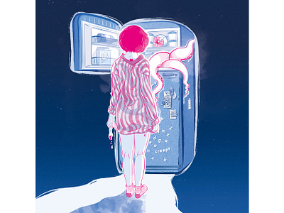 Olivia blue character exhibition girl illustration illustration art illustrator photoshop pink scary sci fi