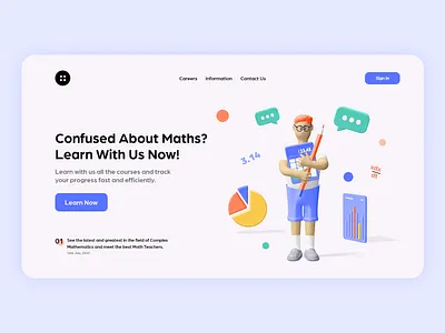 Online Learning Website 3d adobe xd clean creative design education elearning hero banner illustration math minimal online school specindia student vector website