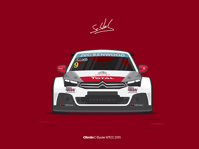 Citroën C-Elysée WTCC / 2015 atushos automobile automobiles c elysee car citroen illustration minimal minimalist sebastien loeb vehicle wtcc