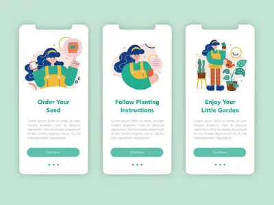 Gardening App Intro Slider Illustration app character design digital illustration flat design flat illustration illustration procreate ui ui design ui illustration uiux vector