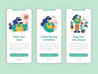 Gardening App Intro Slider Illustration app character design digital illustration flat design flat illustration illustration procreate ui ui design ui illustration uiux vector