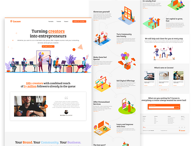 Cocoon Landing Page flat homepage homepage design landing landing page design minimal mobile ui product product design ui uidesign uiux website website design webui