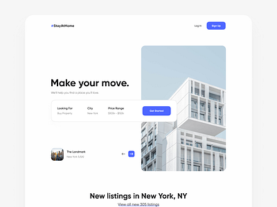 Real Estate Property Landing Page clean design dribbble figma flat landingpage minimal property realestate ui uidesign ux web