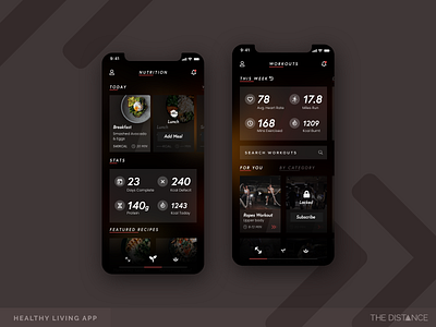 Healthy Living App app design distance fitness gym healthy living mobile td thedistance ui ux workouts