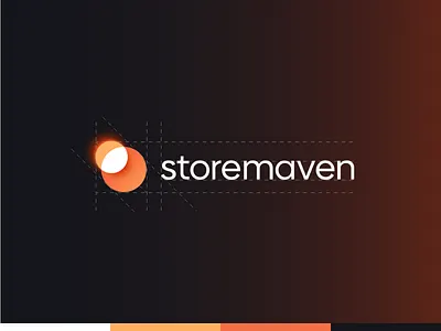 StoreMaven's branding branding business card circle eclipse glow gradient logo moon orange planet round shape sun typography