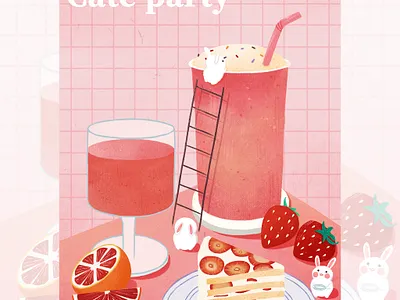 Cate party design illustration