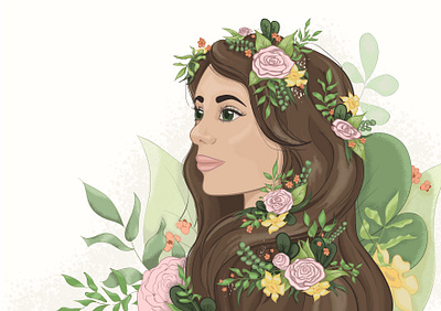 Flowers girls flowers illustrator noise portrait vector