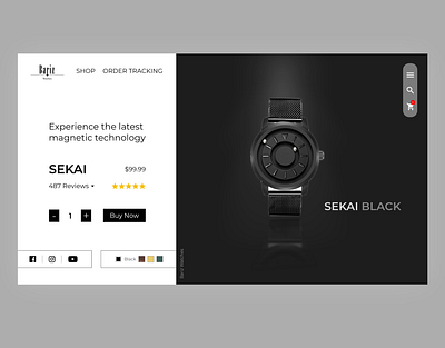 Bariz Watches - Sekai Black app art banner banner design design minimal mockup mockup design ui ux watch web website