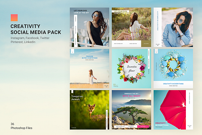 Creativity Social Media Pack banner clean creative creativity design facebook graphic design instagram linkedin pack post sosial media style template twitter