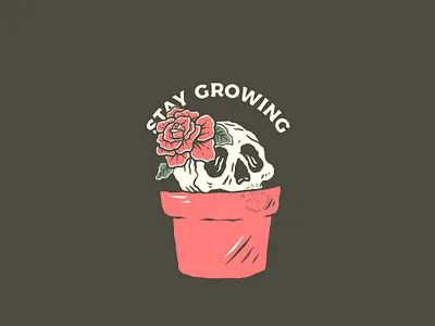 STAY GROWING badge design badge logo badgedesign branding hand drawn illustration illustration art logo illustration tshirt tshirt design vintage