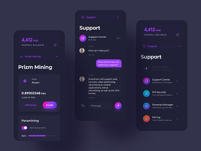 Cloud Mining Dashboard App Mobile Screens account app application blockchain clean clean ui cloud cloud mining crypto design cryptocurrency dark mode dark ui dashboard interface minimal mining mobile screens ui design ux design