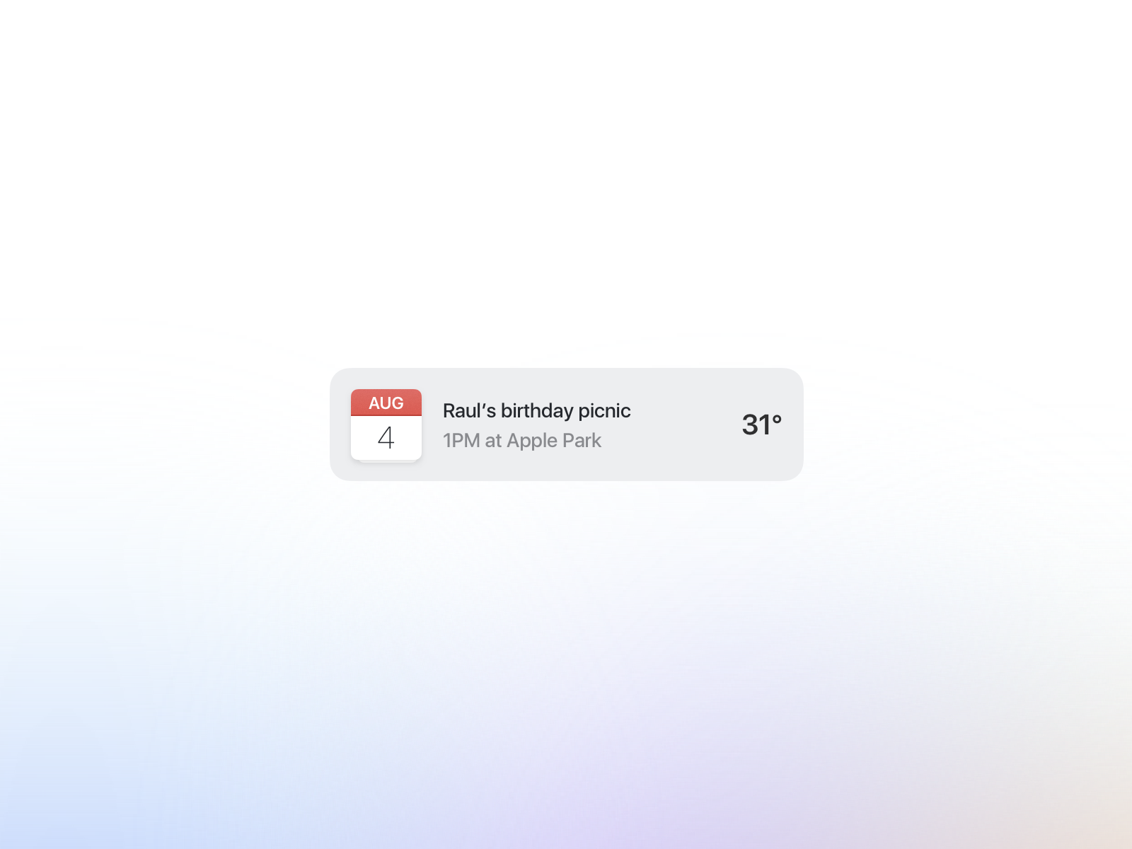 Example of Calendar Weather Widget