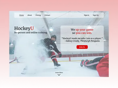 Daily UI Challenge. Day 003/100 daily 100 challenge daily ui dailyui figma hockey hockeytraining hockeyu icehockey landingpage landingpagedesign sports sports training training training app ui uidesign userinterface userinterfacedesign
