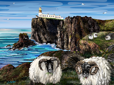 Scottish landscape 🏴󠁧󠁢󠁳󠁣󠁴󠁿 bon voyage book illustrations character design digital art digital illustration digital painting illustration landscape illustration lighthouse magazine illustration mural design nord posters rocks texture travel illustration traveling travelling vector art vector illustration