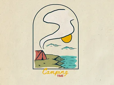 CAMPING TIME badge design badge logo badgedesign branding hand drawn illustration illustrator logo illustration tshirt tshirt design