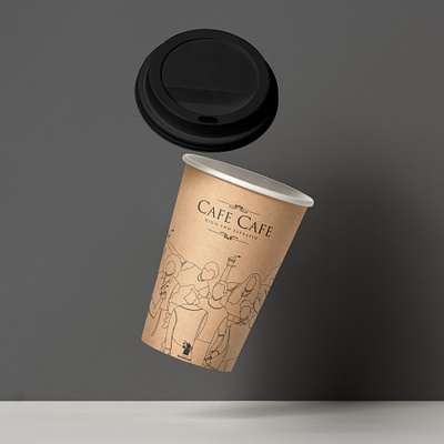 CAFE CAFE cup design. branding cup design design illustration