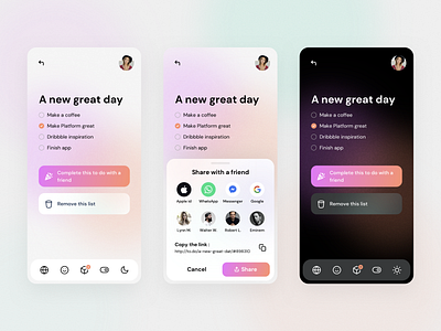 To do app concept app blur clean design gradient list mobile photo share sketch social to do app ui user ux