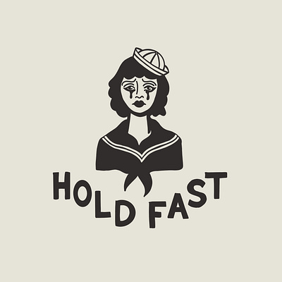 Hold Fast americana americantraditional black and white branding customtypography design flash flashtattoo graphic graphicdesign illustration sadgirl sailor sailorgirl vector