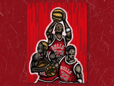 The Last Dance basket basketball chicago bulls dennis rodman illustration illustration art jutastudio michael jordan netflix scottie pippen texture the last dance