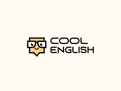 Cool English character cool design education english font glasses illustration language logo logolove logotype school simple teaching