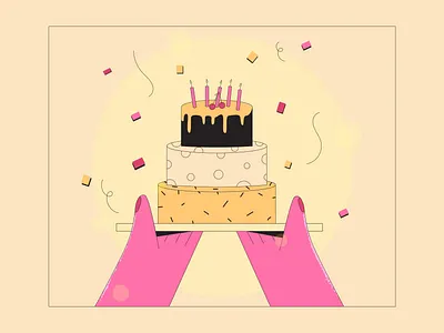 Birthday Cake 2d illustration cake editorial design editorial illustration flat design flat illustration lineart vector vector illustration web