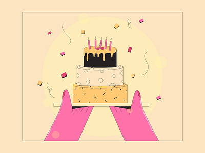 Birthday Cake 2d illustration cake editorial design editorial illustration flat design flat illustration lineart vector vector illustration web