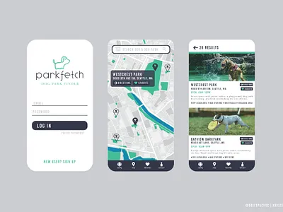ParkFetch | Dog Park Finder app app dog branding dog illustration dog logo dog park finder icon logo design branding ui ui ux design ui mockup uidesign ux web wireframes