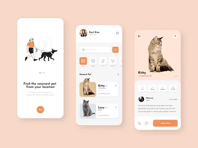 Pet Adoption App animal app card animals app cat catalog cat clean clean color figma mobile app pet pet adoption pet adoption concept pet care pet shop uidesign