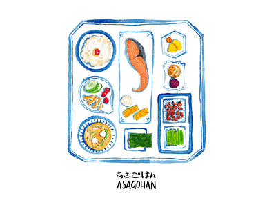 Japanese Food Calendar // Asagohan food food illustration food menu hand drawn handwriting illustration japan japanese culture japanese food traditional art traditional food watercolor