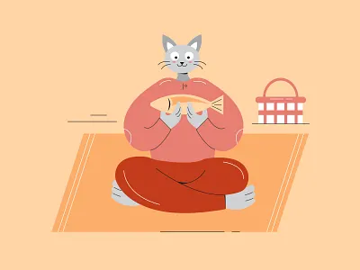 Cat Character - Summer Picnic 2d animal animal character cat character characterdesign color design flat food illustration picnic summer vector