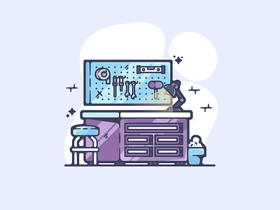 Workbench adobe art cartoon clean color creative designer dribbble flat graphic graphic design illustration illustrator modern portfolio retro shot simple walkman