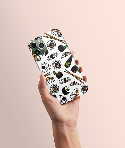 Sushi Phone Case accessory chopsticks cute design drawing food food illustration illustration japanese pattern phone case rice sushi sushi roll
