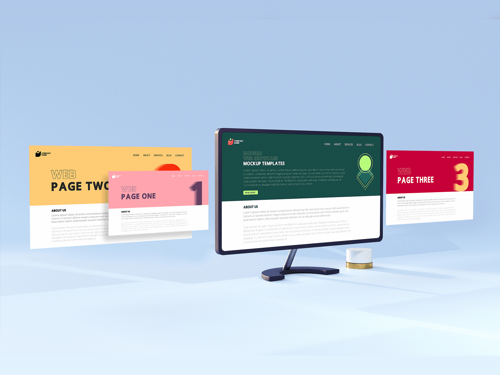 Modern Website Showcase Mockup Template 2d 3d abstract after effect animated animation branding business card c4d design illustration modern templates website design