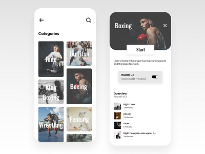 Combat sports UI Concept. app branding combat designinspiration interface minimal sports typography ui uidesign userinterfacedesign ux uxdesign