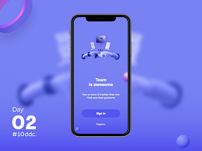 Day 02 UI Challenge 10ddc 3d app card challenge dayli challenge design mobile ui uidesign ux welcome welcome screen welcome shot