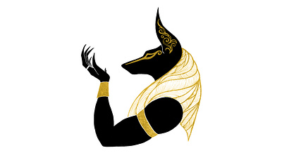Anubis anubis gold hand drawn illustration ink