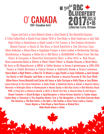 RBC BluesFest 2017 - Canadian Acts branding canadian concert flyer design festival poster