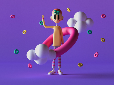 Empty Eyes Boy 3d branding c4d c4dfordesigners character cloud colorful design illustration redesign redshift redshift3d